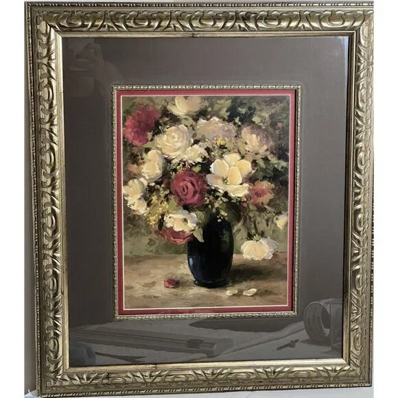 Vintage Floral Art Print by Tricia May in Gold Frame 24” x 22"